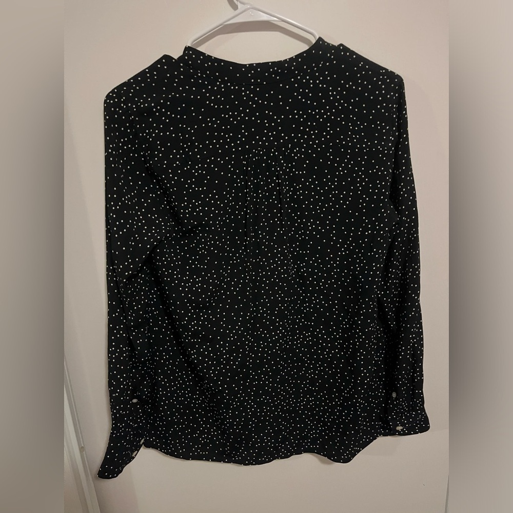 Women's JCrew Black and White Polka Dot Blouse‎ Long Sleeve Size Small J.Crew - Picture 4 of 5
